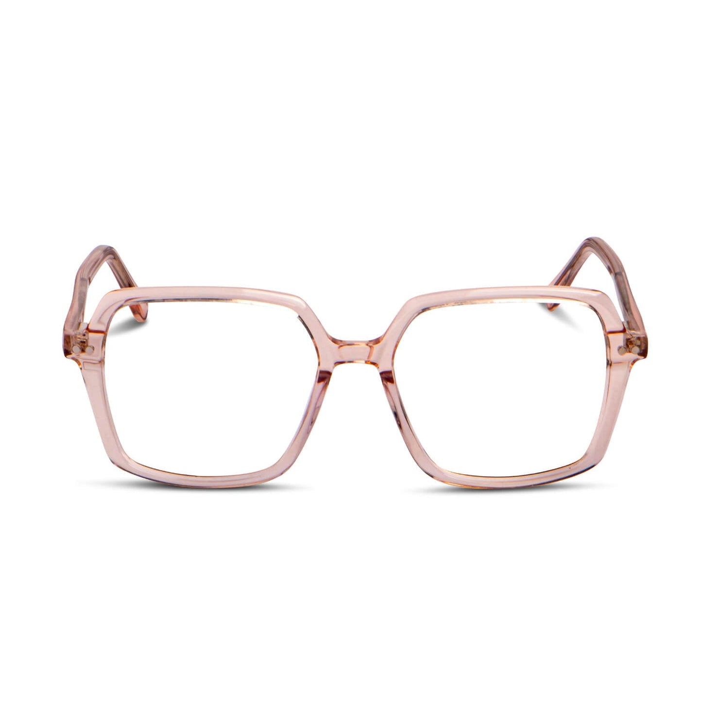 marcos opticos octagonales con sobre lente clip sol iman polarizado para hombre y mujer de color durazno o rosado vista frontal #color_damasco