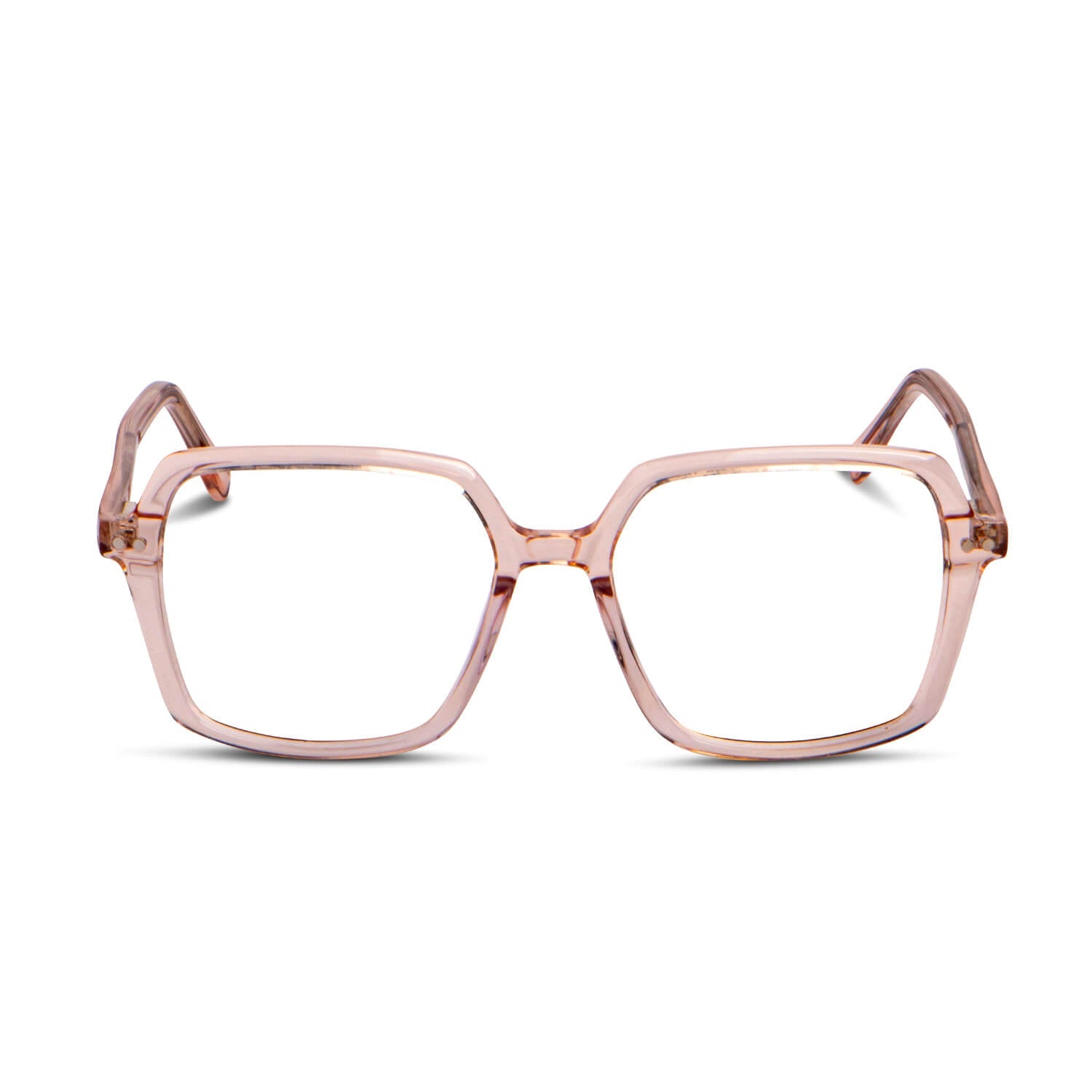 marcos opticos octagonales con sobre lente clip sol iman polarizado para hombre y mujer de color durazno o rosado vista frontal #color_damasco