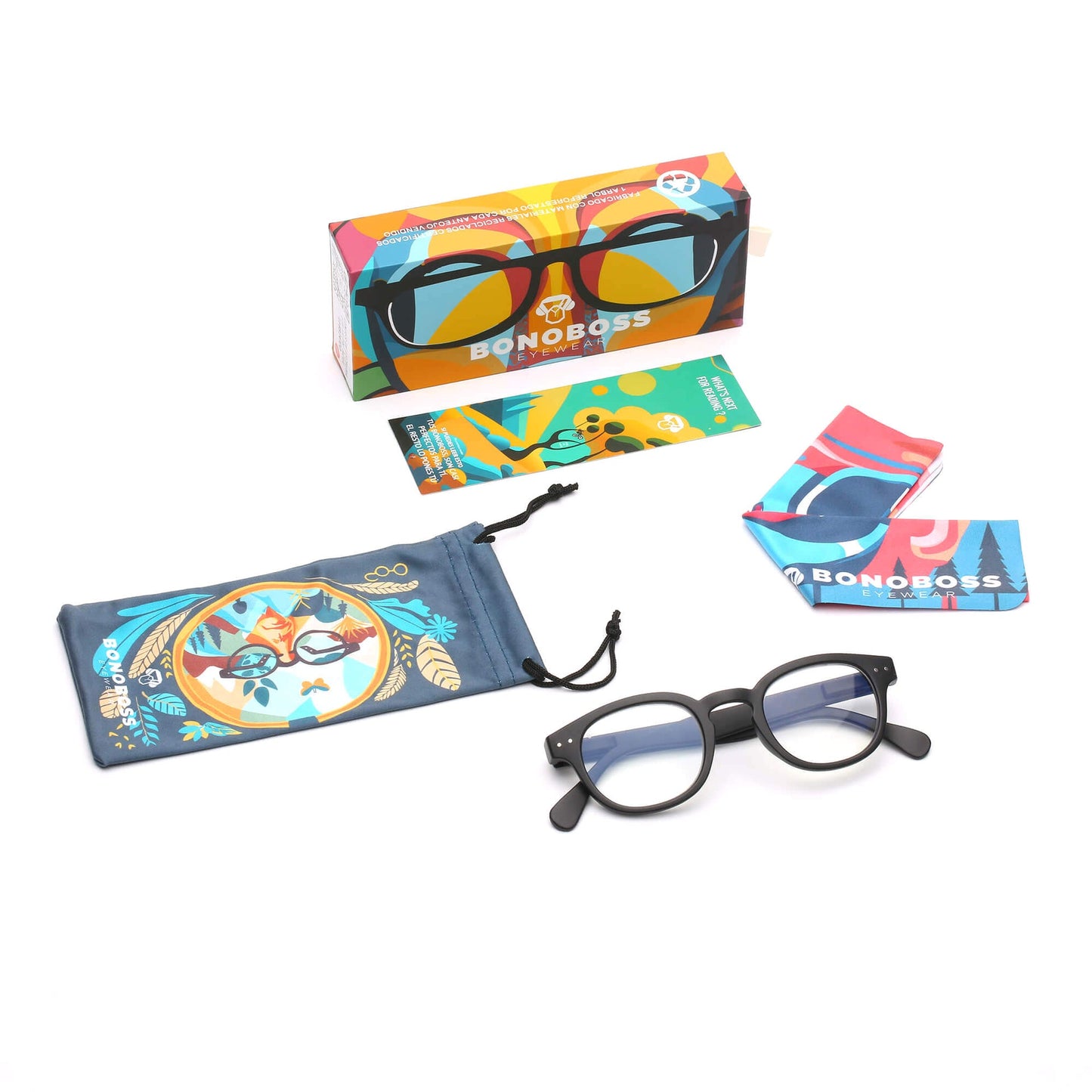 Lentes lectura Hawaii Black redondos filtro luz azul proteccion UV400 antirreflejo negro mate unisex Bonoboss #editorial_detail1 #color_default