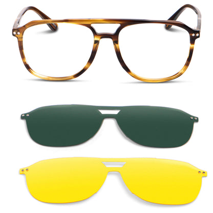 Orson Clip Sol lentes con imán amarillo vivo de frente con imán premium #color_amarillo