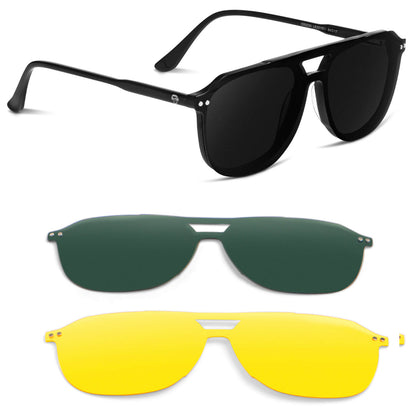 Perspectiva 3/4 Orson Clip Sol lentes ópticos clip on negro azabache unisex #color_negro
