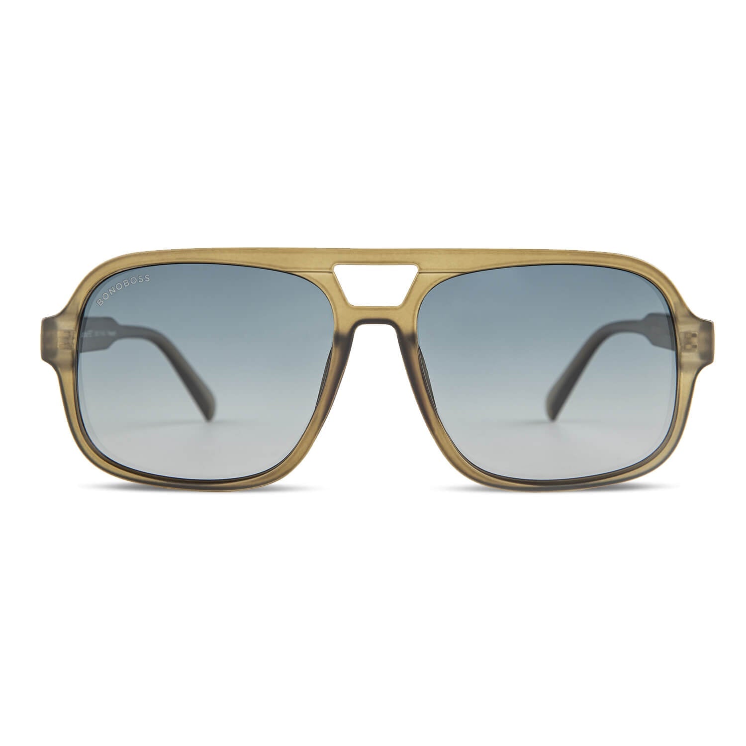 Vista frontal de Orson RPET gafas de sol hombre color olive blue #color_olive-blue