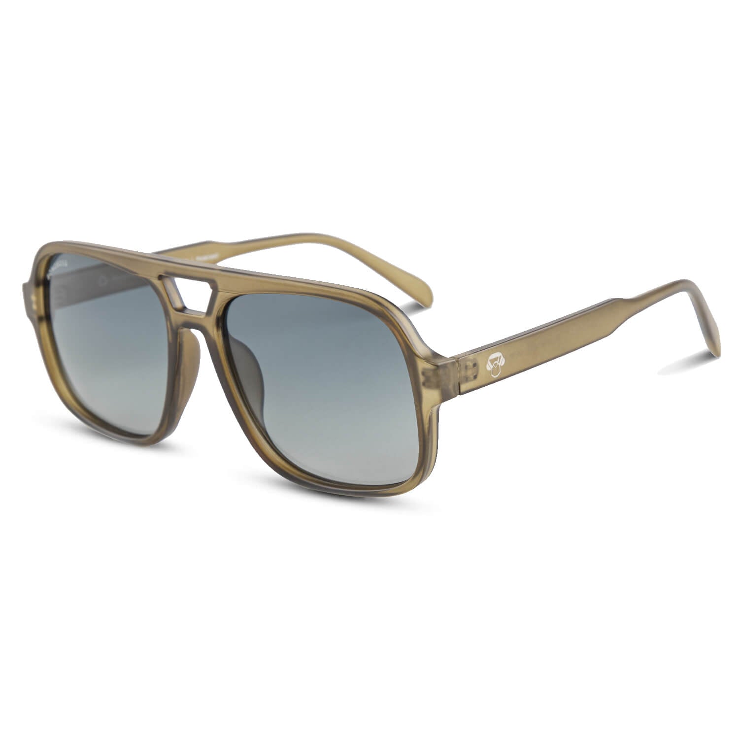 anteojos de sol polarizados redondos de botellas plásticas recicladas sustentable color verde. cristal color degrade azul #color_olive-blue