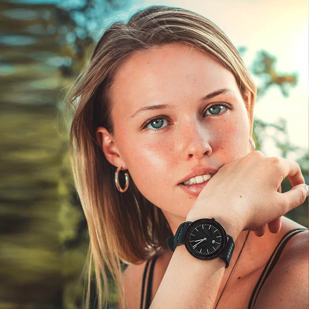 Toki Ébano BlackWave Café relojes mujer de frente con resistente al agua