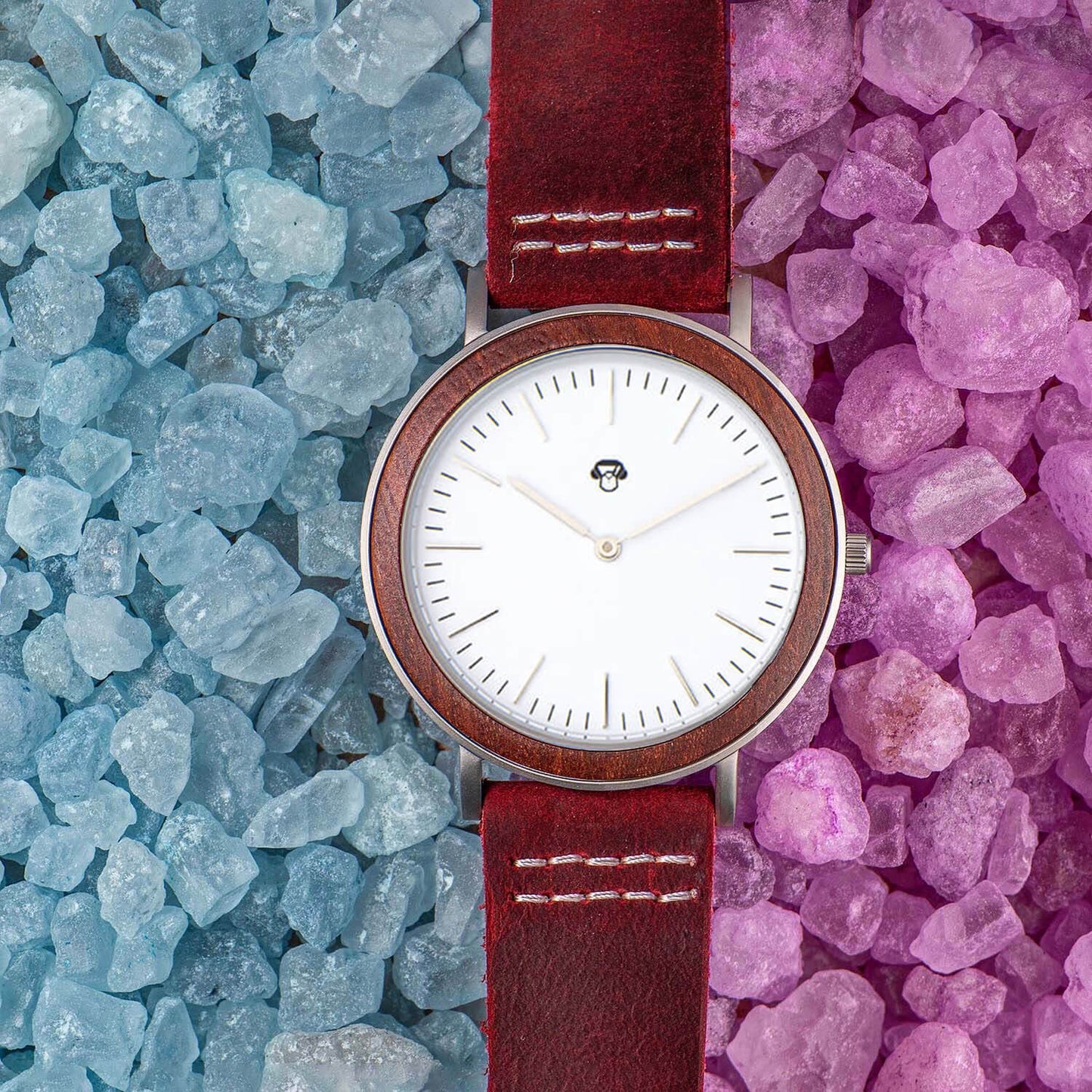 Toki Sándalo Rojo Plata Sport relojes mujer de frente con resistente al agua