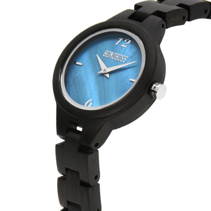 Frontal Zapallar Sándalo Nácar Natural reloj de madera correa intercambiable