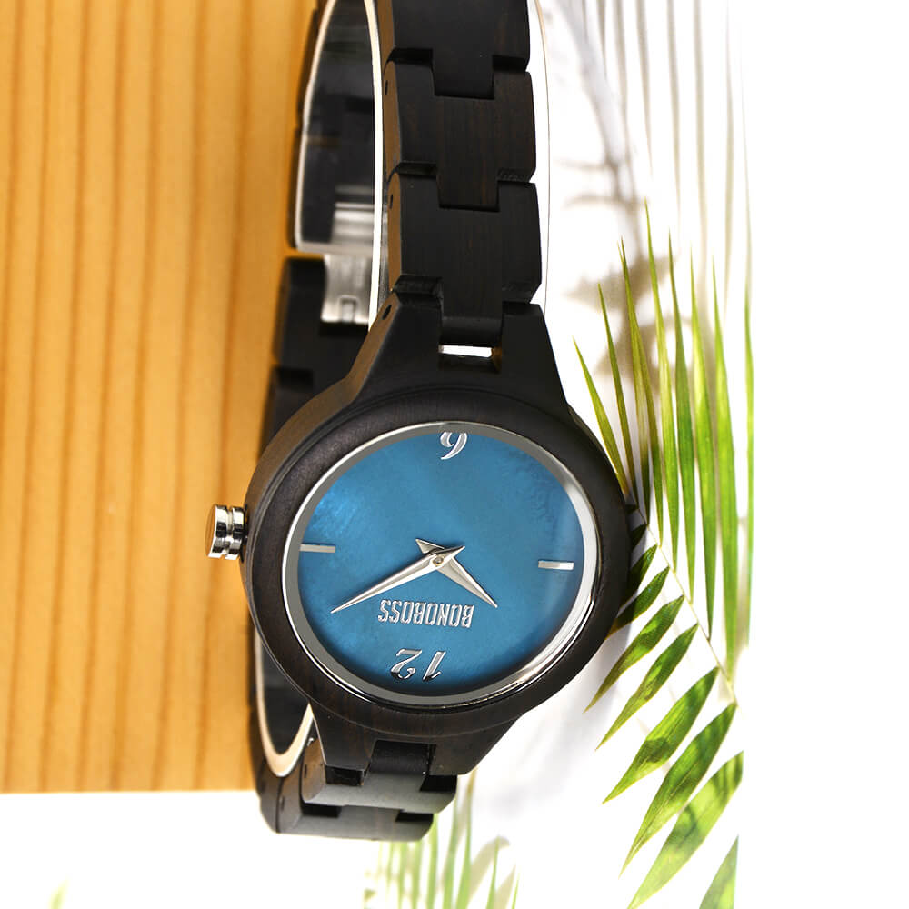 Zapallar Sándalo Nácar Natural relojes mujer de frente con resistente al agua