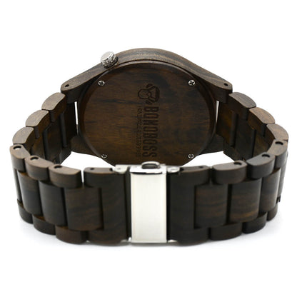Frontal Hicka Sándalo reloj de madera correa intercambiable