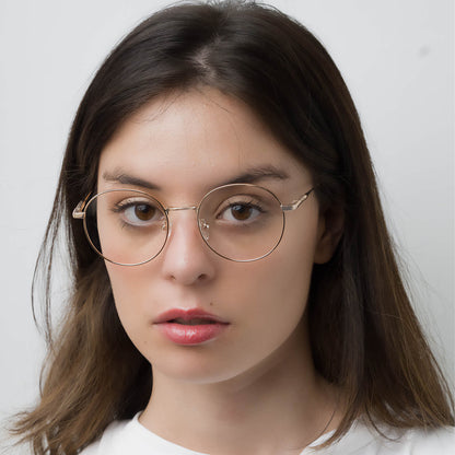 Round Clip Sol lentes clip on mujer con clip magnético vista frontal dorado #color_dorado