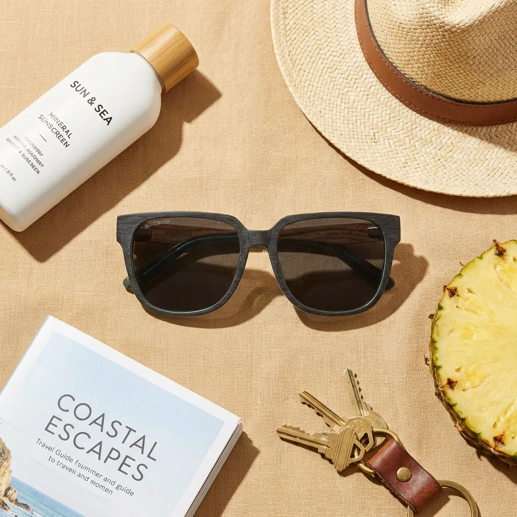 Selkie gafas de sol vista de frente madera natural #color_selkie-db-zebrano