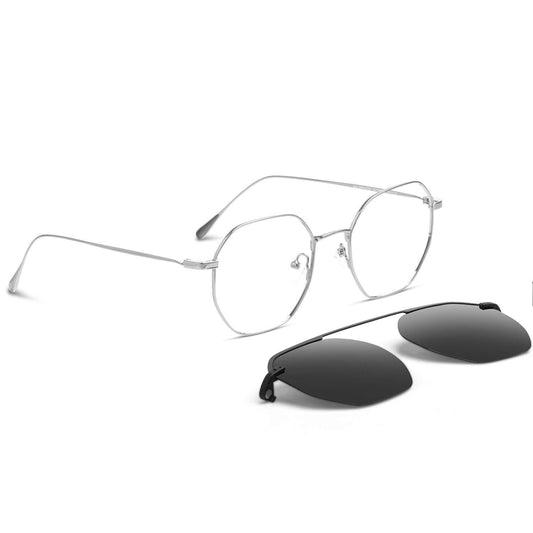 armazon optico con clip de sol polarizado delgado y liviano con o sin receta optica bonoboss distribuidor de marcos opticos mayorista de opticas #color_silver