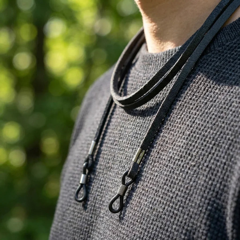 Detalle cercano Strap Liso Plástico Reciclado kit de limpieza lentes negro #color_negro