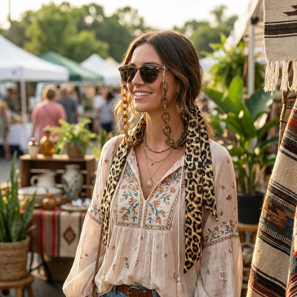 Strap pañuelo para lentes carey look boho mercado jardín Bonoboss #color_carey