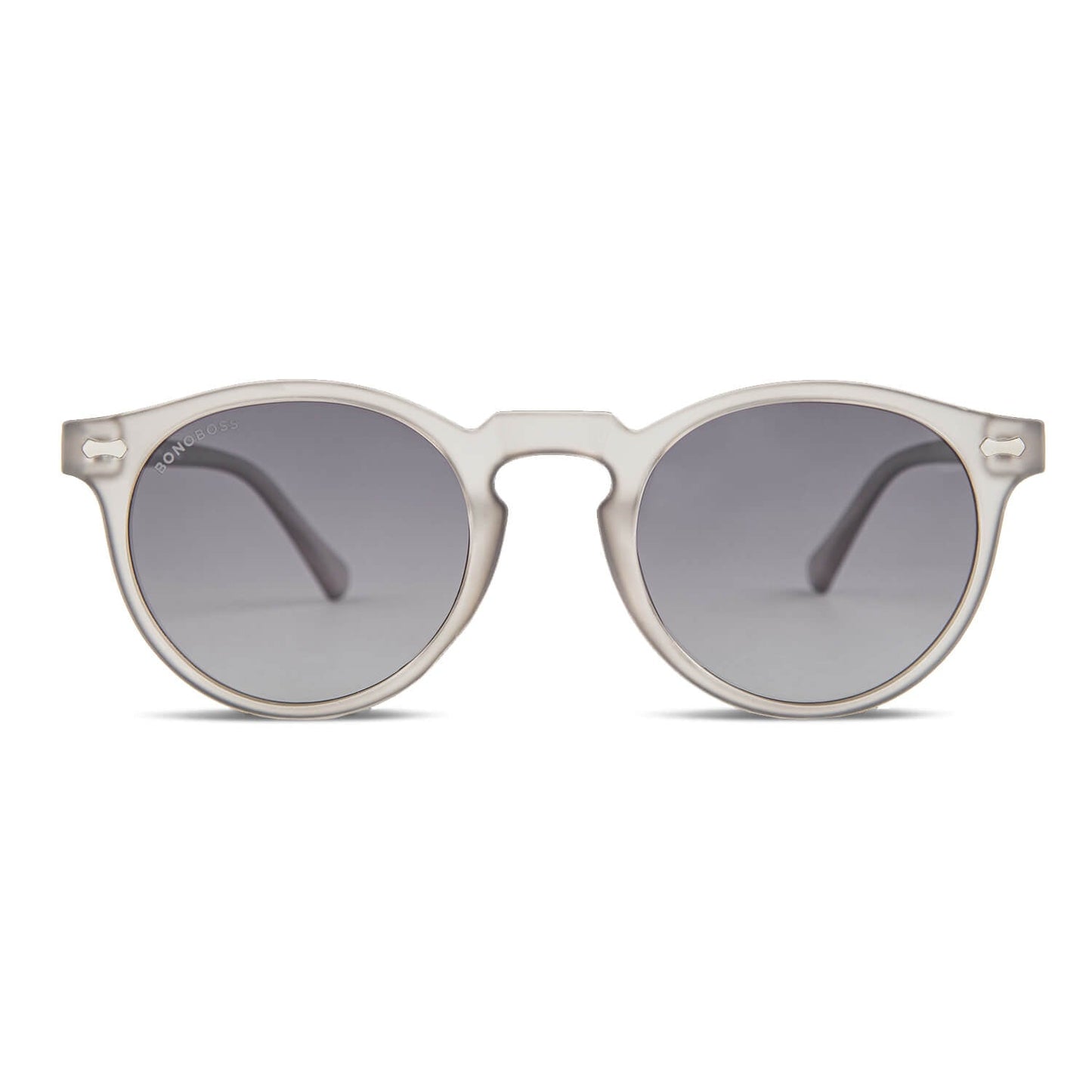 Temuco RPET lentes de sol gris vista frontal diseño universal #color_gris