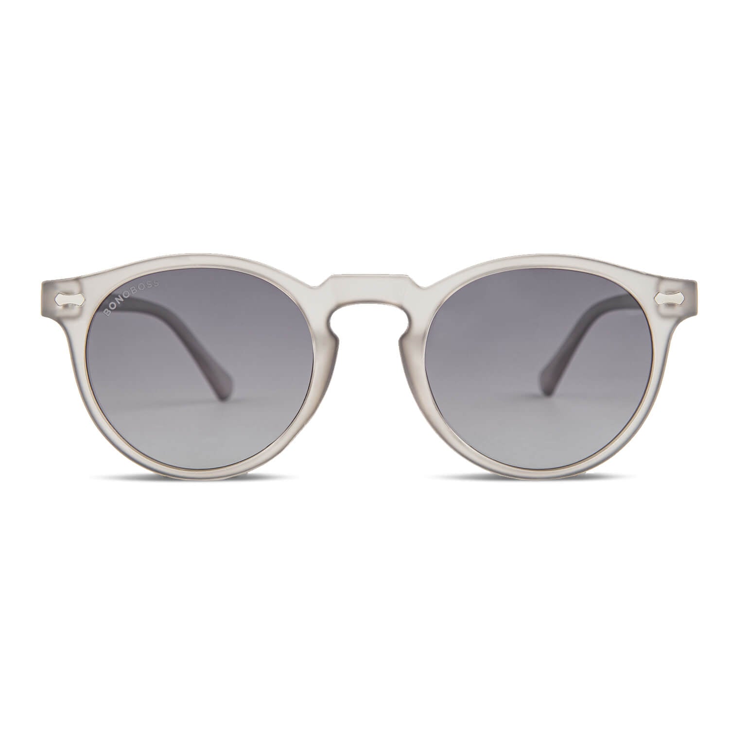 Temuco RPET lentes de sol gris vista frontal diseño universal #color_gris