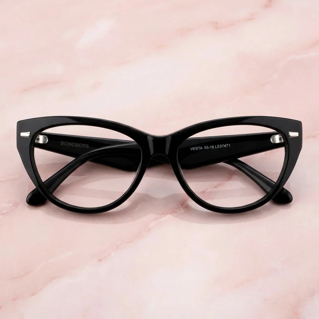 Vesta lentes ópticos negro marmol rosa frontal Bonoboss #color_negro