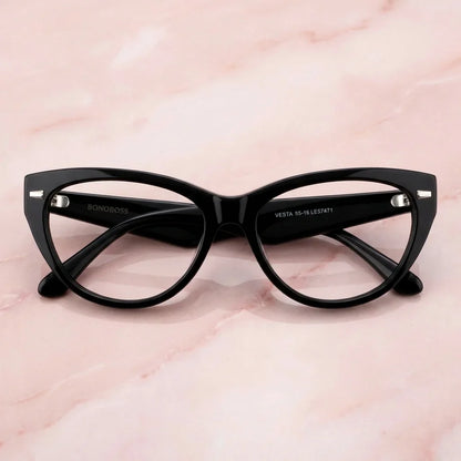 Vesta lentes ópticos negro marmol rosa frontal Bonoboss #color_negro