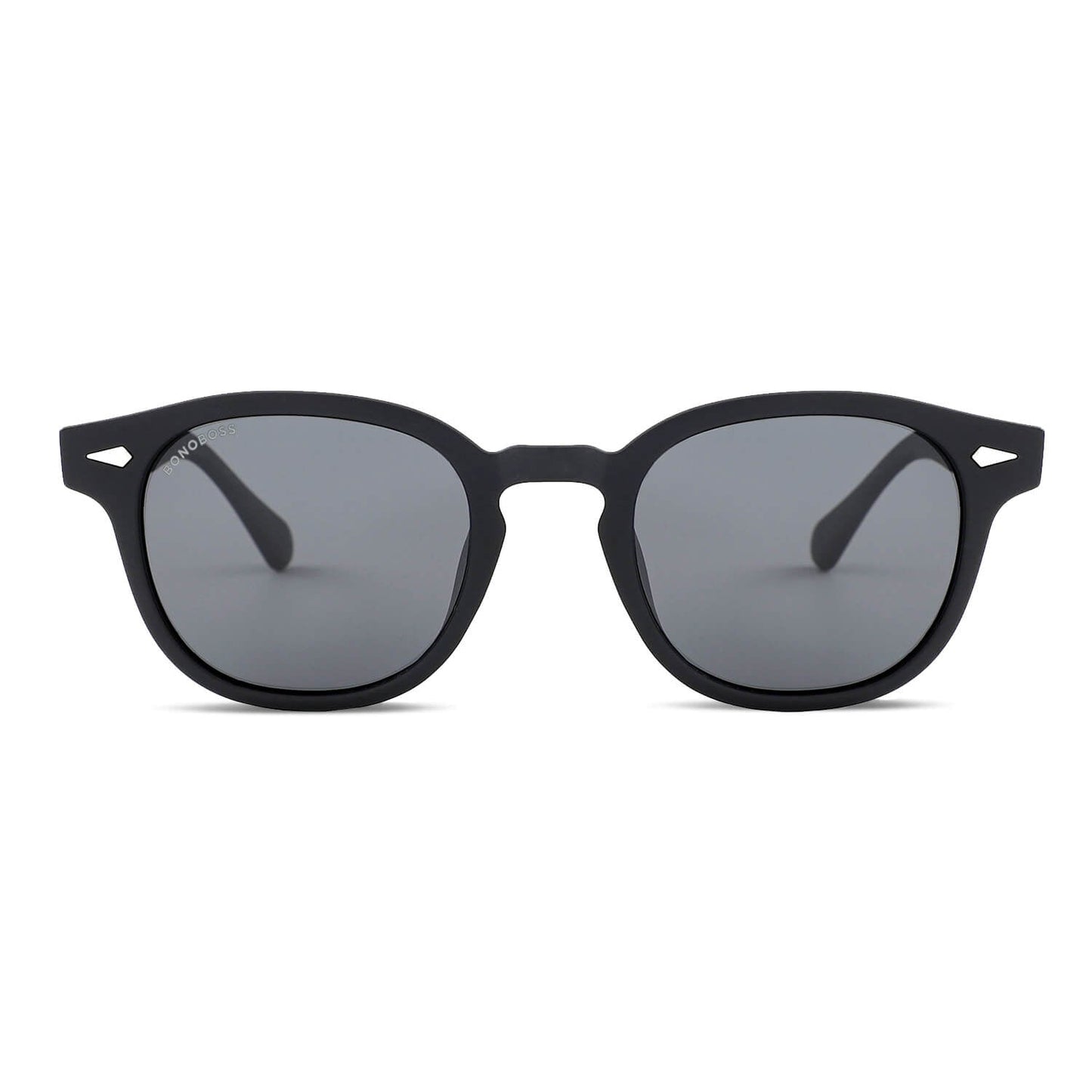 Waimea RPET anteojos de sol color negro de frente con madera natural #color_negro