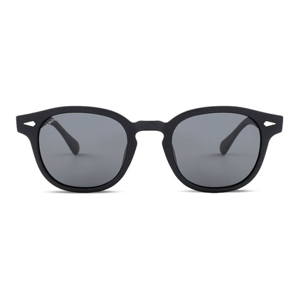 Waimea RPET anteojos de sol color negro de frente con madera natural #color_negro