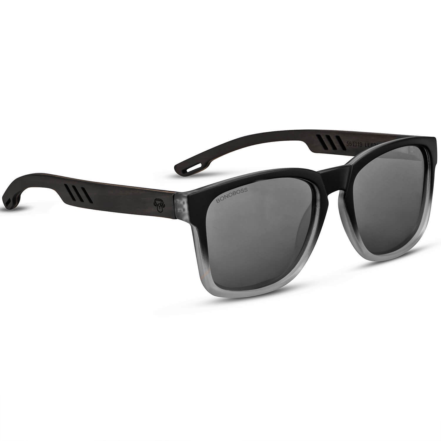 anteojos de sol polarizados redondos de color negro con lentes de color gris con lentes grises espejados #color_espejado-gris