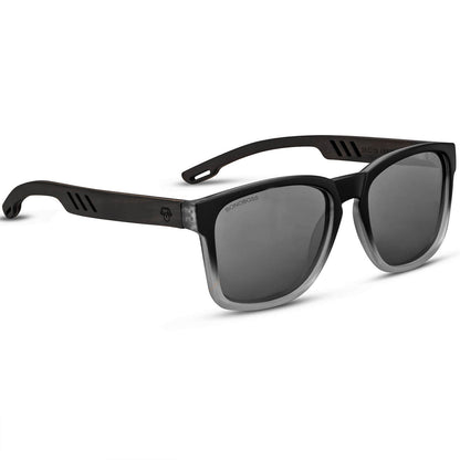 anteojos de sol polarizados redondos de color negro con lentes de color gris con lentes grises espejados #color_espejado-gris