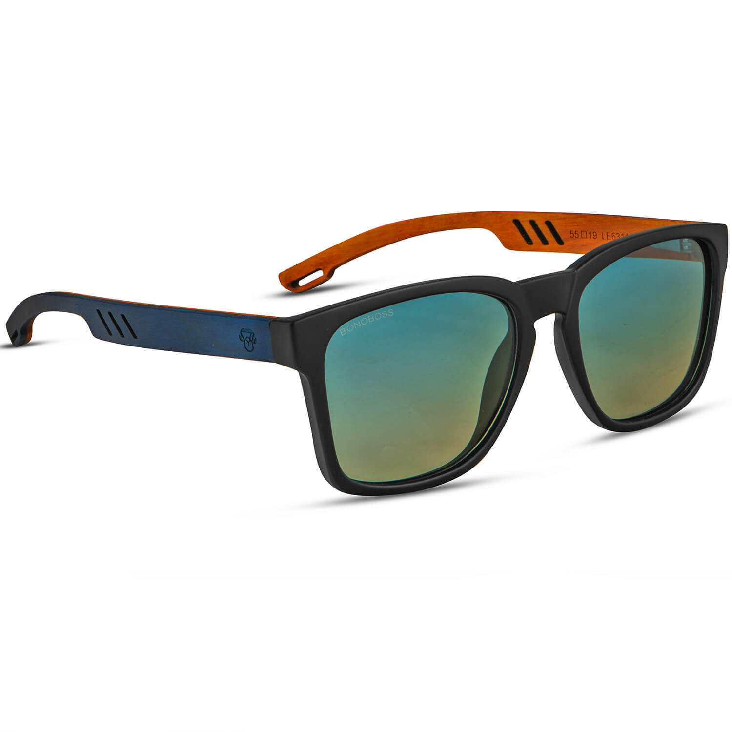 anteojos de sol rectangulares polarizados negros para hombre y mujer con lentes de color degrade azul #color_degrade-azul