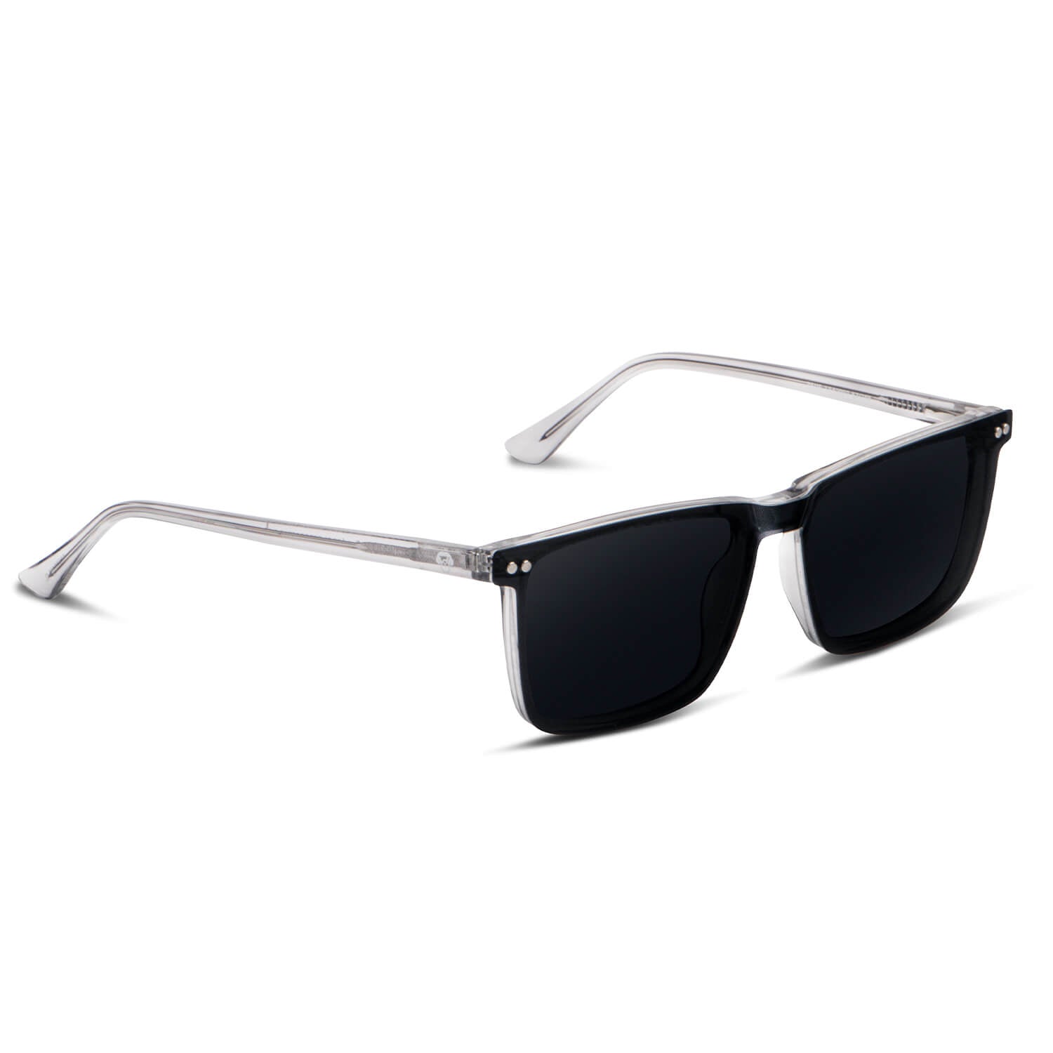 anteojos o marcos opticos rectangulares transparentes grandes para cara redonda de color transparente con sobre lente clip sol iman polarizado para hombre y mujer vista angulada  #color_transparente