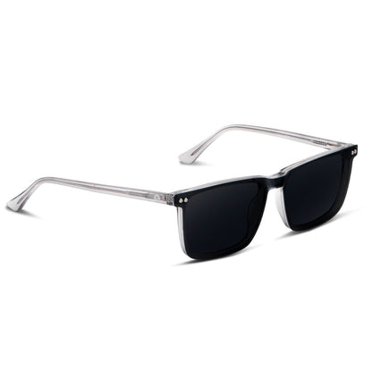 anteojos o marcos opticos rectangulares transparentes grandes para cara redonda de color transparente con sobre lente clip sol iman polarizado para hombre y mujer vista angulada  #color_transparente